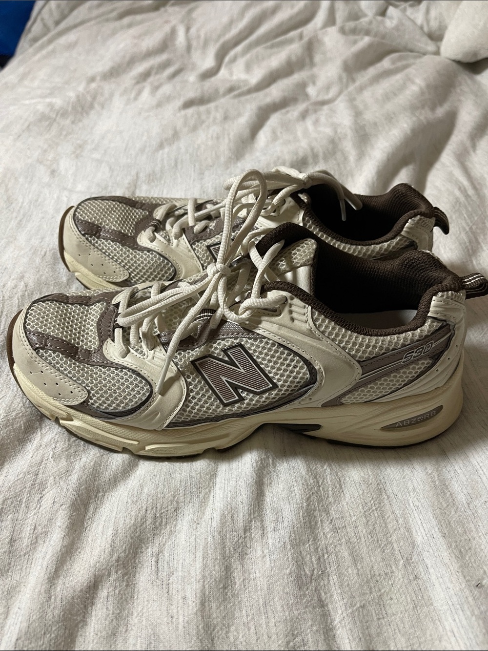 New Balance 530 Men’s Cream and Brown Mesh Running Sneakers - Picture 3 of 8